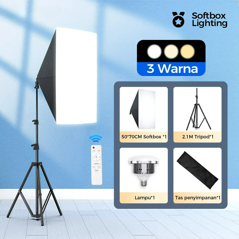 Voice Control Light Bulb - 50x70cm Softbox 85W/155W Lamp Fotografie Studio