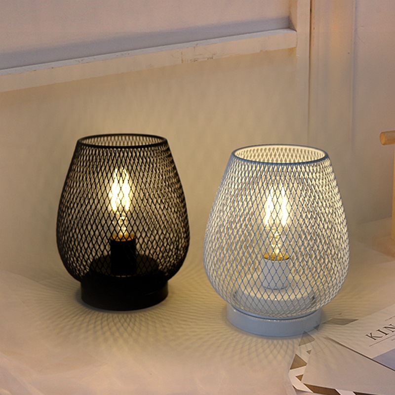 Smart Home Decor - Decoratieve LED-tafellamp, ijzeren handwerken, zeefdruk, kleine