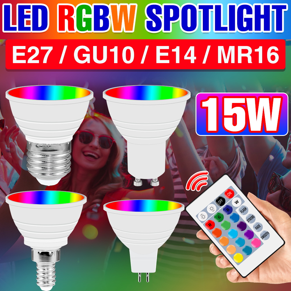 Voice Control Light Bulb - 15W RGBW LED-lamp E27/E26 Kleurrijke Spotlight