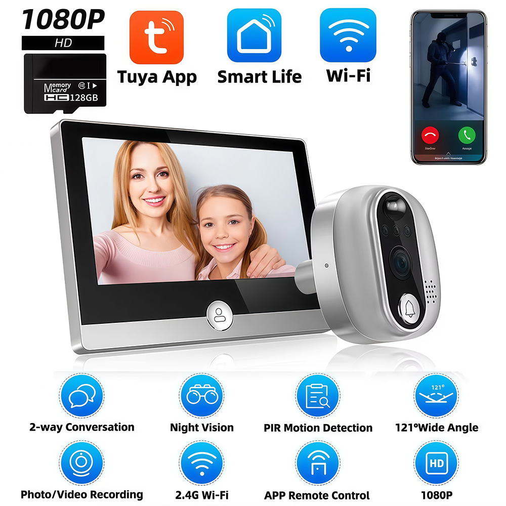 Smart Home Battery Camera - Tuya 1080P WiFi Deurbel Camera Google