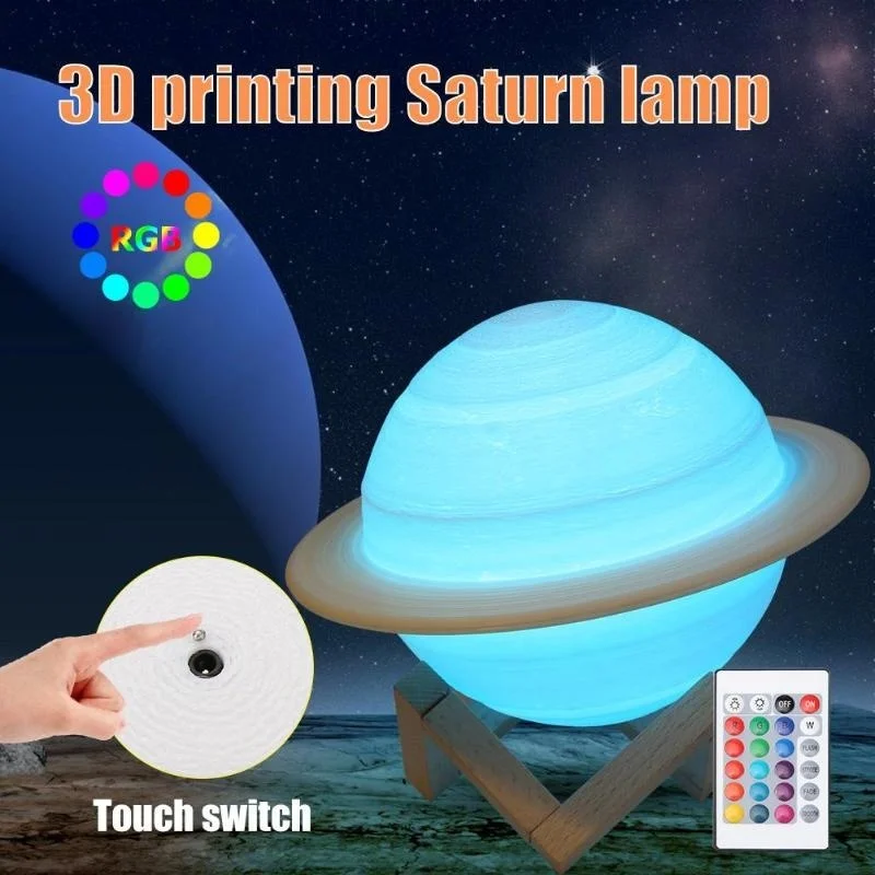 Voice Control Light Bulb - Led Nachtlampje 3D Print Saturn Lamp