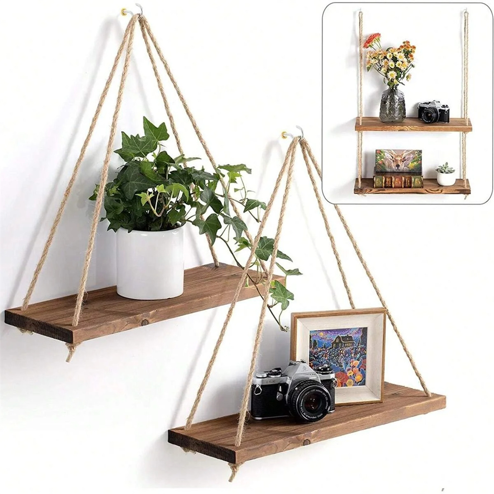 Smart Home Decor - 1Set Houten Hangende Planken Schommel Opknoping