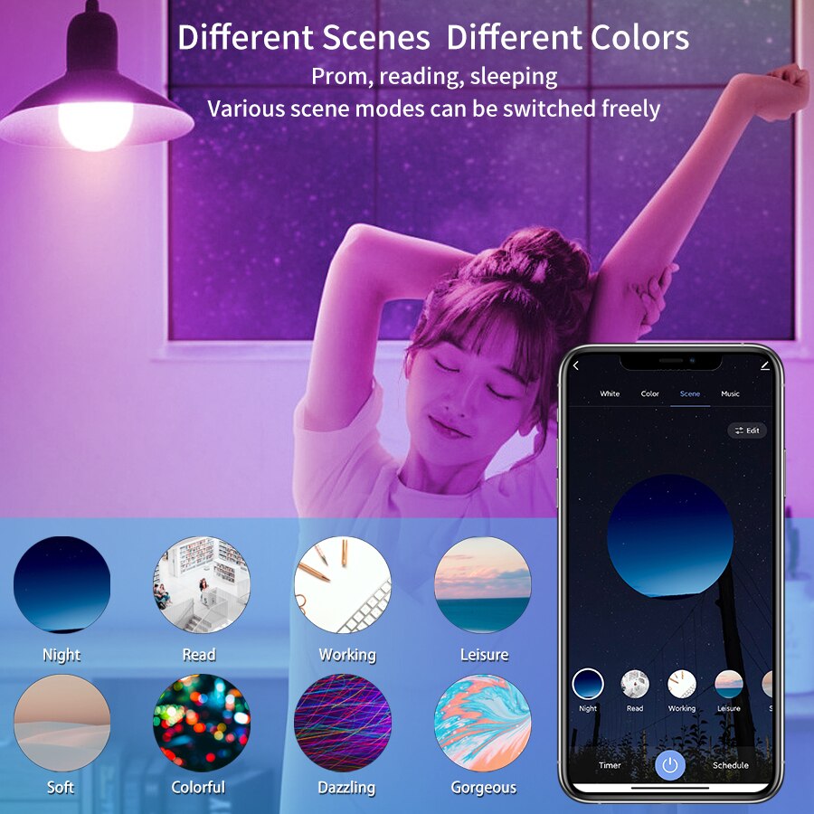 E27 WiFi Smart LED-lamp RGBCW  - Voice Control Light Bulb recensie en prijs